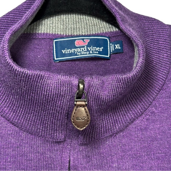 Vineyard Vines Sweater Mens XL Purple Shep Shirt Quarter Zip Pullover Whale Prep - Picture 5 of 8
